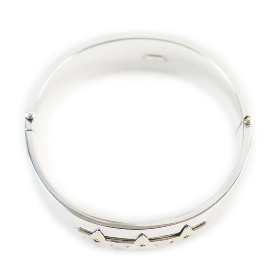 TIFFANY&Co. Bangle Main: Sterling Silver (Probably SV925) Part: Gold (Probably 14K, as many TIFFANY&Co. products from the 1920s-40s were 14K) 1P: Ruby 1P: Diamond 1P: Sapphire Silver gold mens Used Authentic