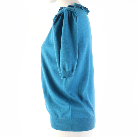 PRADA Short sleeve knit P24I0F Main: 75% wool, Main: 25% silk blue Women 42 Used Authentic