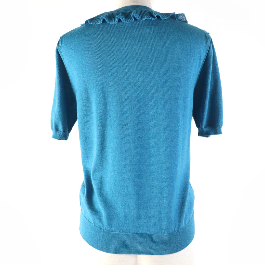 PRADA Short sleeve knit P24I0F Main: 75% wool, Main: 25% silk blue Women 42 Used Authentic