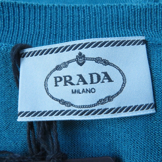 PRADA Short sleeve knit P24I0F Main: 75% wool, Main: 25% silk blue Women 42 Used Authentic
