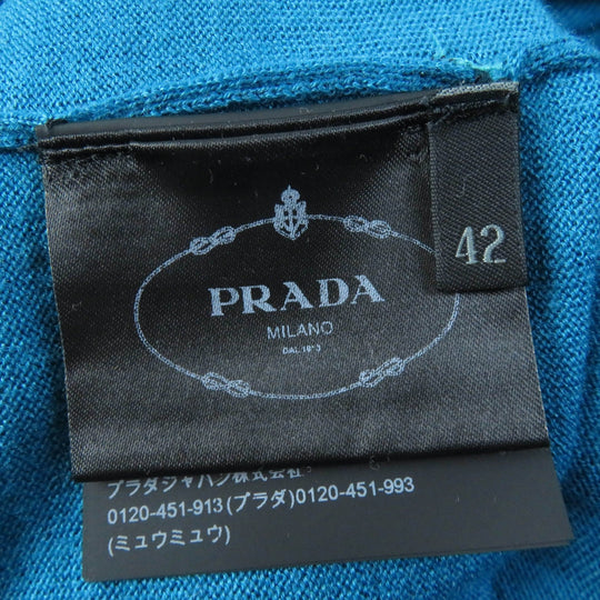 PRADA Short sleeve knit P24I0F Main: 75% wool, Main: 25% silk blue Women 42 Used Authentic