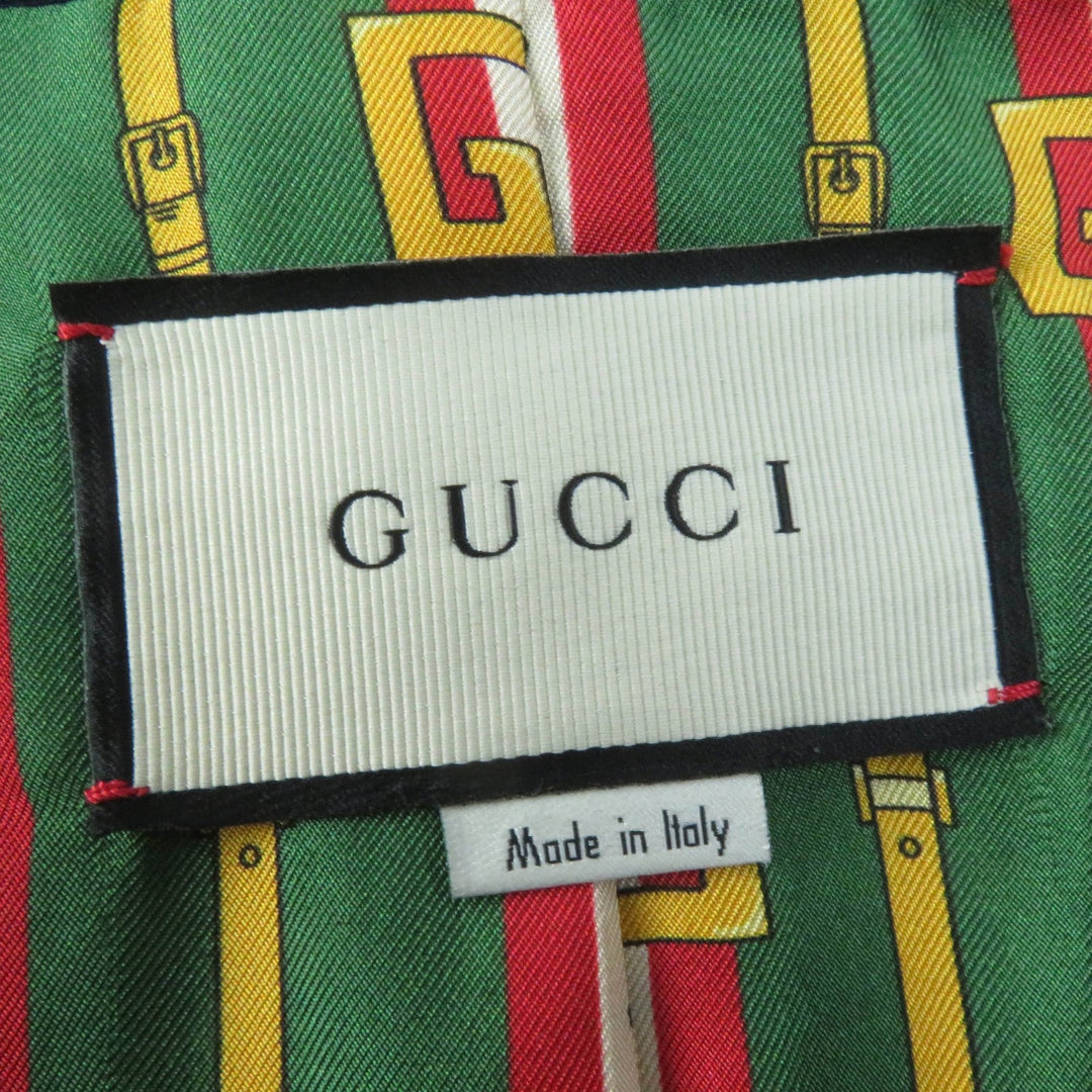 GUCCI tailored jacket 523859 Main: 97% rayon, Main: 3% polyurethane, Part: 100% polyester, Part: 50% cotton, Part: 50% rayon, Lining: 100% silk Navy Women 42 Used Authentic