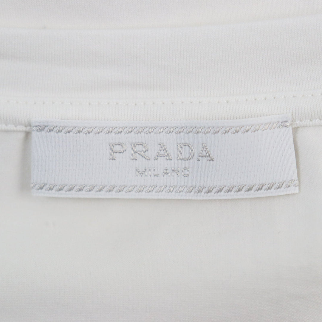 PRADA Short sleeve T-shirt UJN712 Main: 92% cotton, Main: 8% elastane (polyurethane) white mens XL Used Authentic