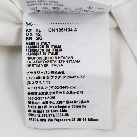 PRADA Short sleeve T-shirt UJN712 Main: 92% cotton, Main: 8% elastane (polyurethane) white mens XL Used Authentic