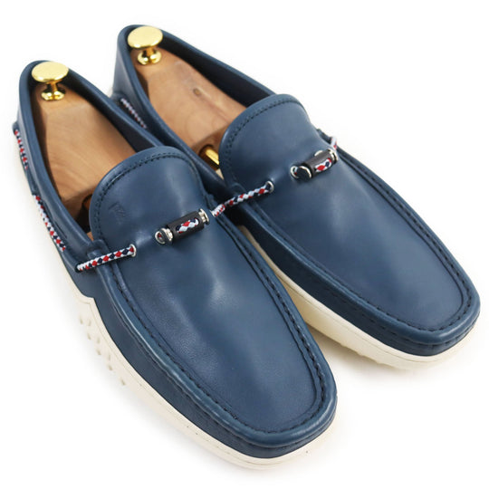TOD�fS loafers XXM24C0CW00SFR Main: Leather Navy PANTOFOLA FERMACORDA GOMMINO 24C mens 10 1/2 Used Authentic