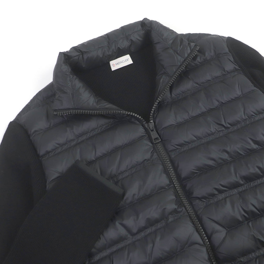 MONCLER Down jacket Outer: 95% wool, Outer: 5% polyurethane, Front: 100% nylon, Filling: 90% down, 10% feather black CARDIGAN mens M Used Authentic