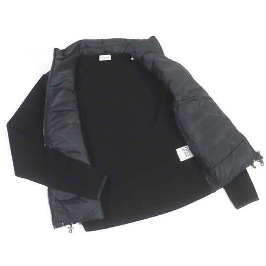 MONCLER Down jacket Outer: 95% wool, Outer: 5% polyurethane, Front: 100% nylon, Filling: 90% down, 10% feather black CARDIGAN mens M Used Authentic