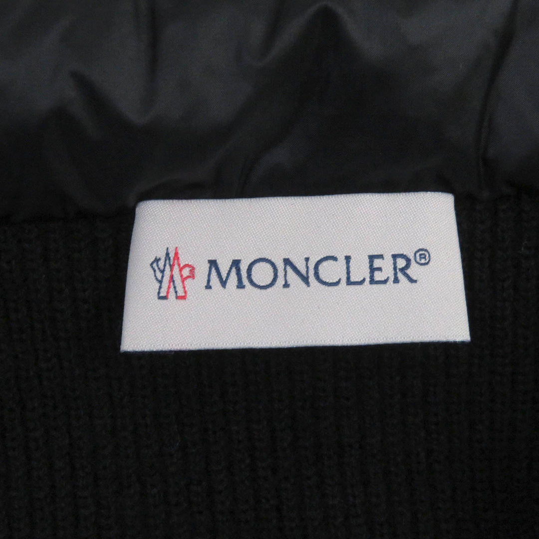 MONCLER Down jacket Outer: 95% wool, Outer: 5% polyurethane, Front: 100% nylon, Filling: 90% down, 10% feather black CARDIGAN mens M Used Authentic