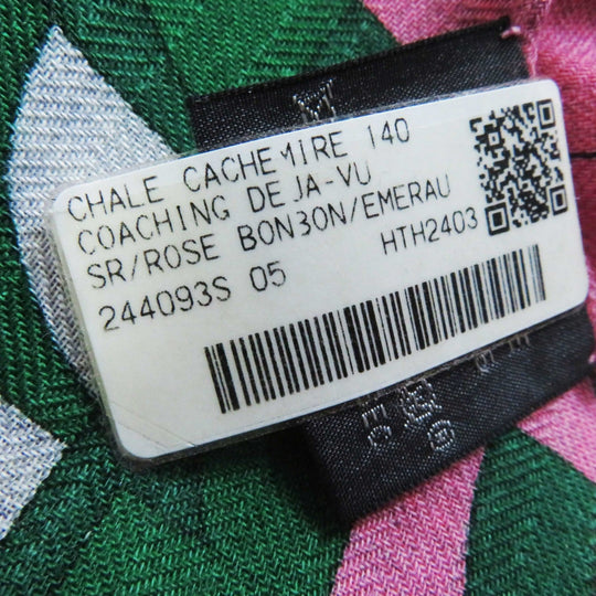 HERMES scarf silk Rose Bonbon/Emerald Carre140 Caregean coaching deja vu Women Used Authentic