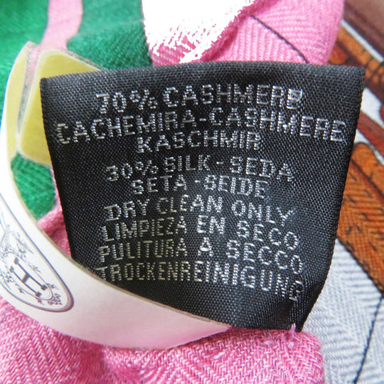 HERMES scarf silk Rose Bonbon/Emerald Carre140 Caregean coaching deja vu Women Used Authentic