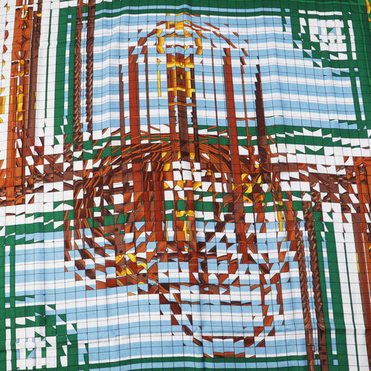 HERMES scarf silk Rose Bonbon/Emerald Carre140 Caregean coaching deja vu Women Used Authentic