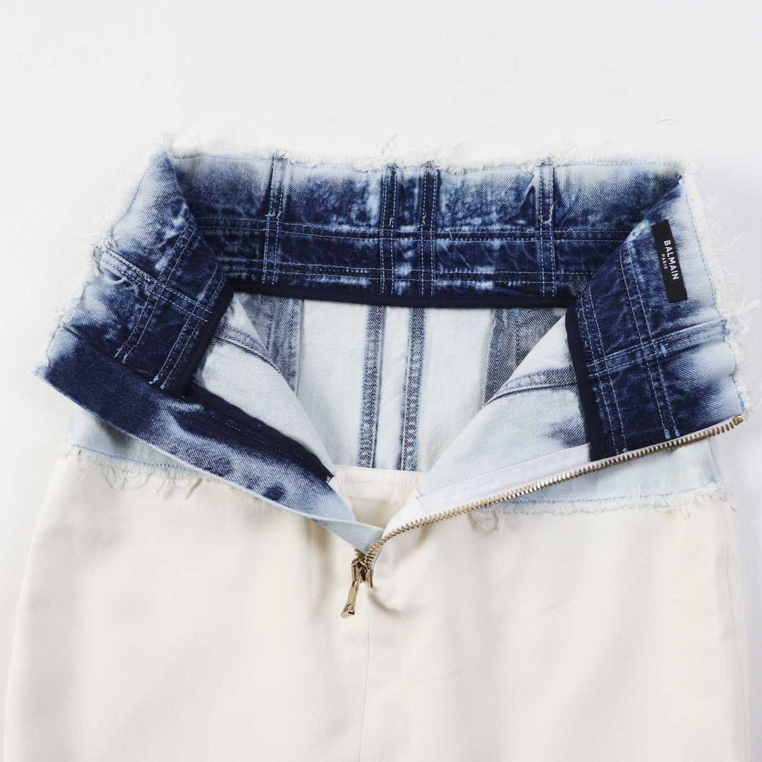 BALMAIN skirt 4037D016 rayon Bi-color Women 38 Used Authentic