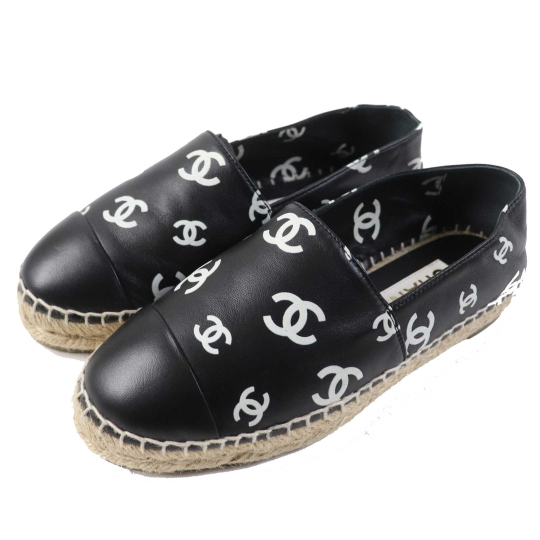 CHANEL Leather shoes 22S G38628 Main: Leather Black White Women 35 Used Authentic