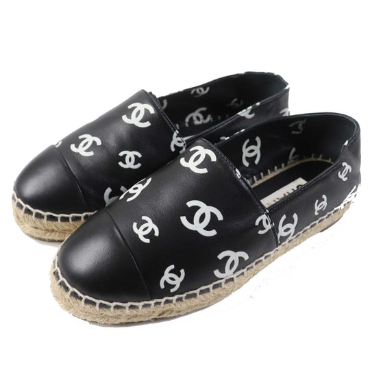 CHANEL Leather shoes 22S G38628 Main: Leather Black White Women 35 Used Authentic