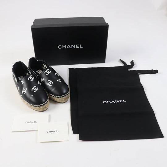 CHANEL Leather shoes 22S G38628 Main: Leather Black White Women 35 Used Authentic