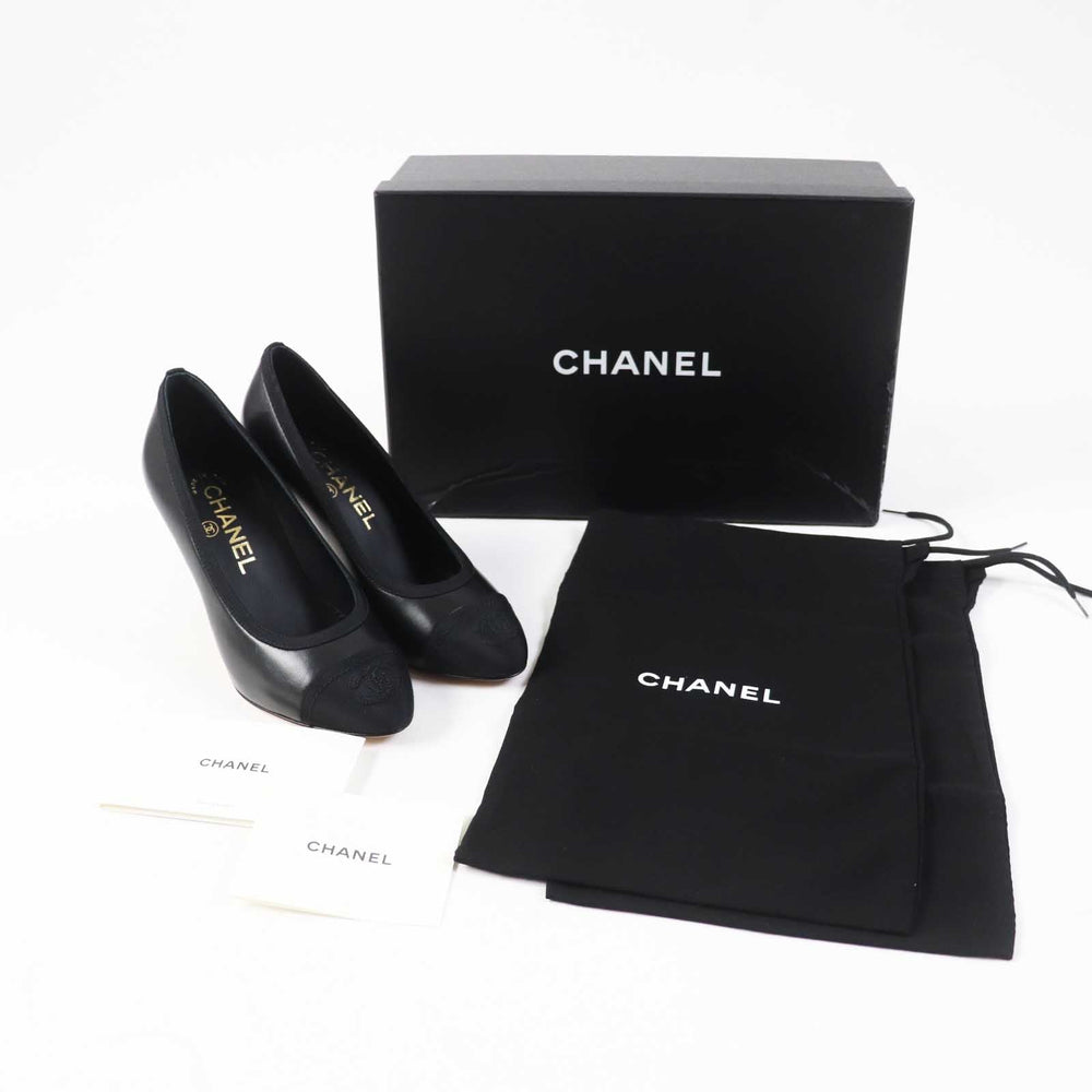 CHANEL pumps G34061 Main: Lamb leather, Part: Grosgrain black Women 34 1/2C Used Authentic