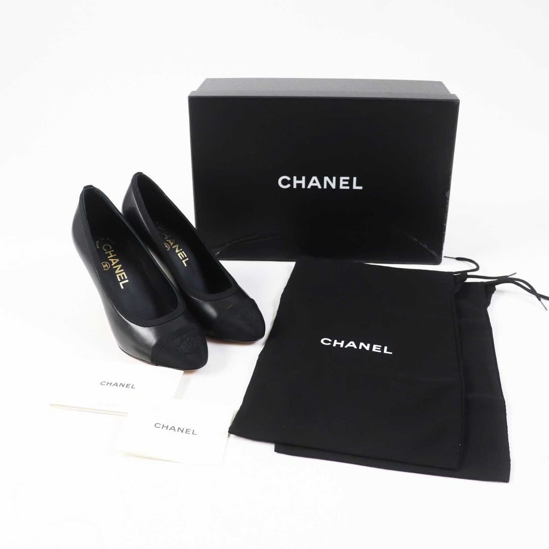 CHANEL pumps G34061 Main: Lamb leather, Part: Grosgrain black Women 34 1/2C Used Authentic