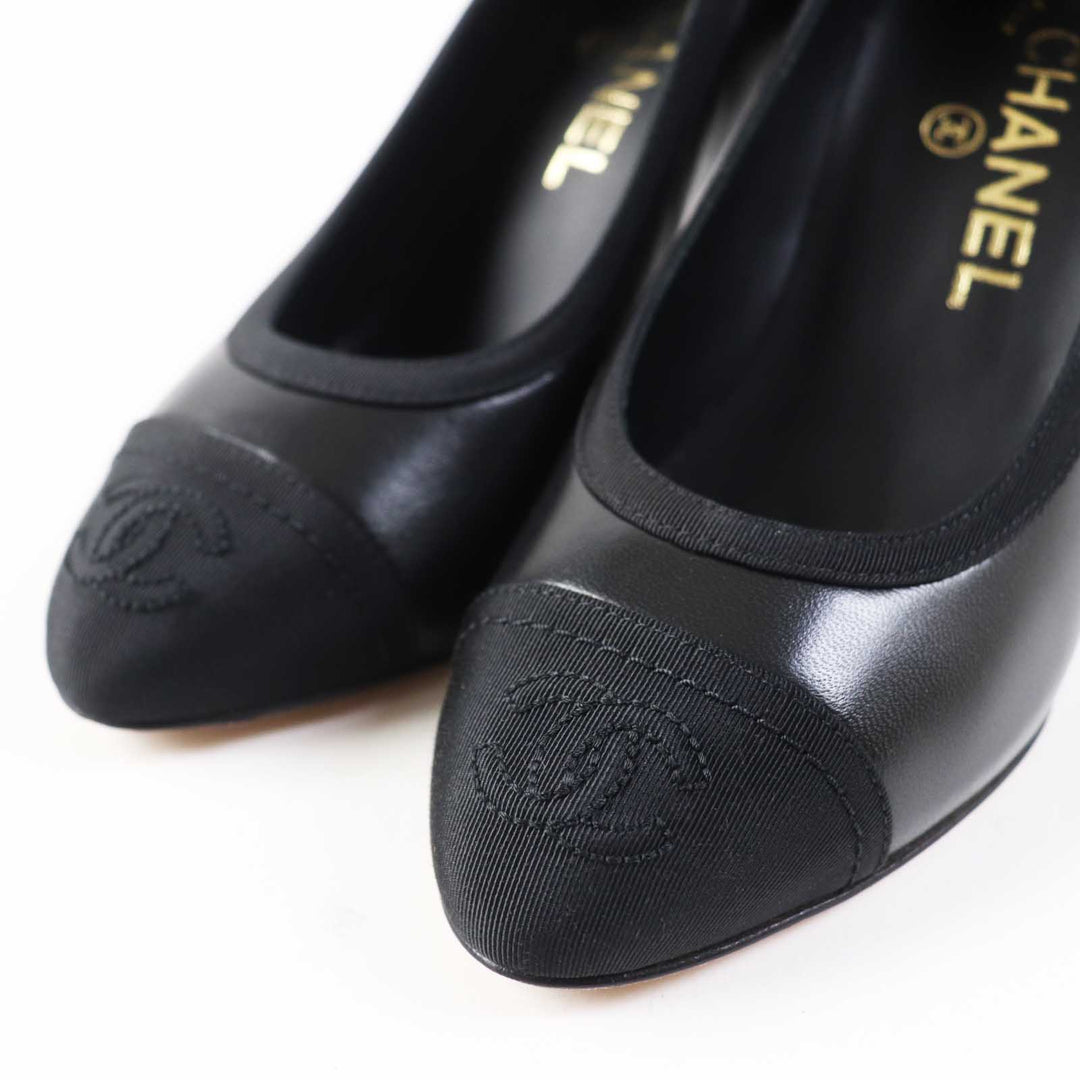 CHANEL pumps G34061 Main: Lamb leather, Part: Grosgrain black Women 34 1/2C Used Authentic