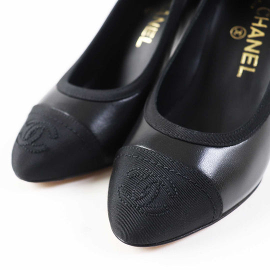 CHANEL pumps G34061 Main: Lamb leather, Part: Grosgrain black Women 34 1/2C Used Authentic
