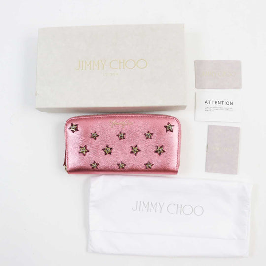 JIMMY CHOO Long Wallet Purse 194FILIPA Main: Leather Metallic pink Filipa Women Used Authentic