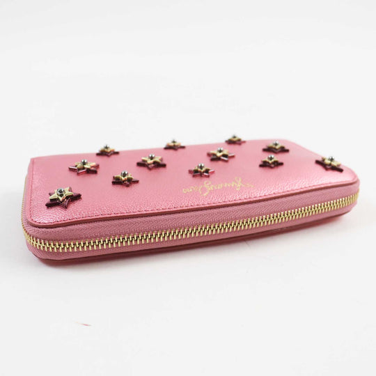 JIMMY CHOO Long Wallet Purse 194FILIPA Main: Leather Metallic pink Filipa Women Used Authentic