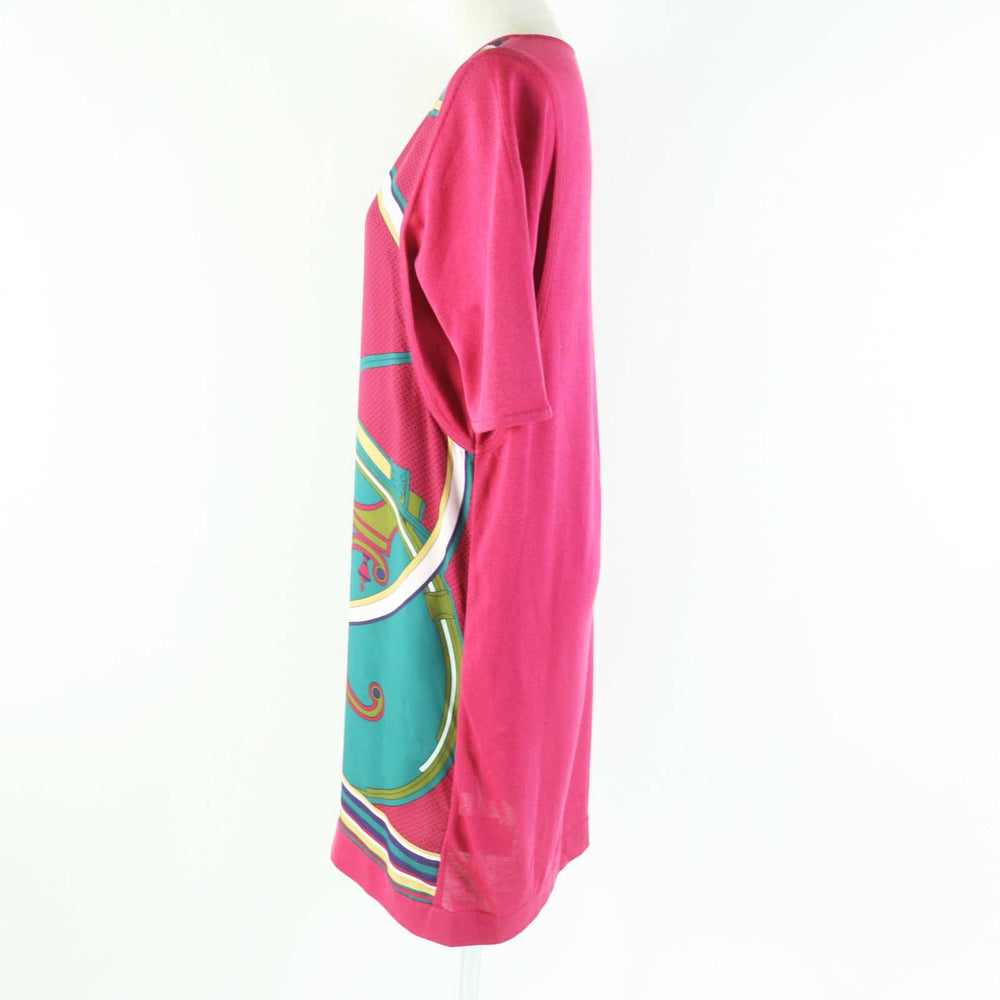 HERMES one piece Main: 100% silk, part: 59% silk, part: 41% cotton Plum pink type WASHINGTONS CARRIAGE George Washington's carriage Women 36 Used Authentic