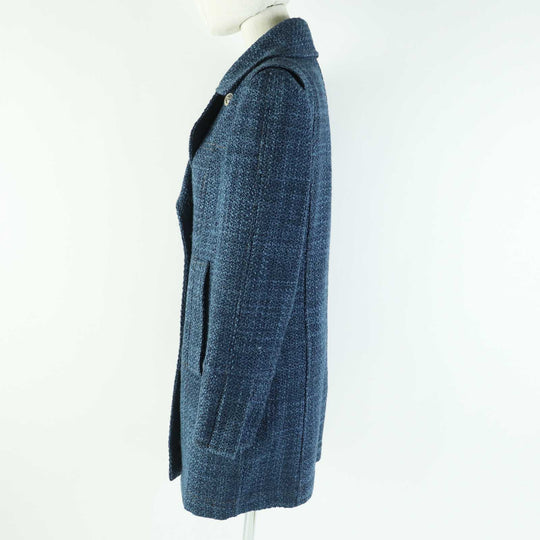 CHANEL coat P39399 Outer: 61% wool, Outer: 27% acrylic, Outer: 12% polyester, Lining: 100% silk blue Women 38 Used Authentic