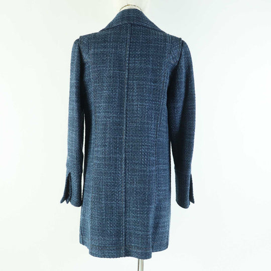 CHANEL coat P39399 Outer: 61% wool, Outer: 27% acrylic, Outer: 12% polyester, Lining: 100% silk blue Women 38 Used Authentic