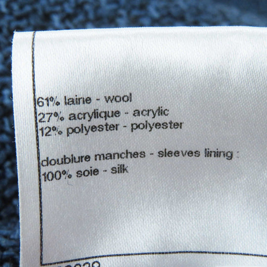 CHANEL coat P39399 Outer: 61% wool, Outer: 27% acrylic, Outer: 12% polyester, Lining: 100% silk blue Women 38 Used Authentic