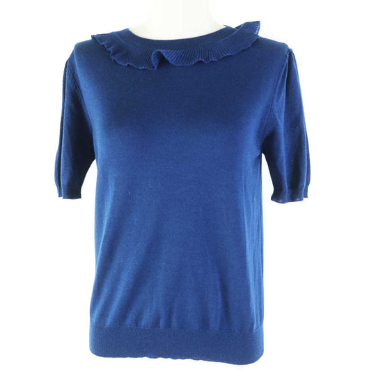 PRADA Short sleeve knit P24I0F Outer: 75% wool, Outer: 25% silk blue Women 40 Used Authentic