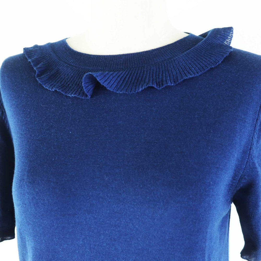 PRADA Short sleeve knit P24I0F Outer: 75% wool, Outer: 25% silk blue Women 40 Used Authentic