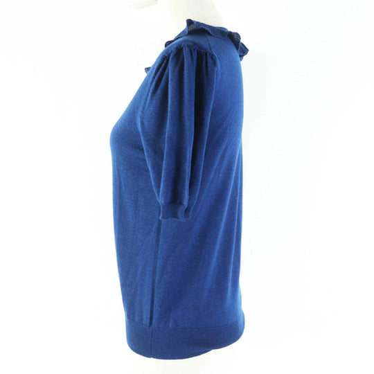 PRADA Short sleeve knit P24I0F Outer: 75% wool, Outer: 25% silk blue Women 40 Used Authentic