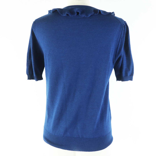 PRADA Short sleeve knit P24I0F Outer: 75% wool, Outer: 25% silk blue Women 40 Used Authentic