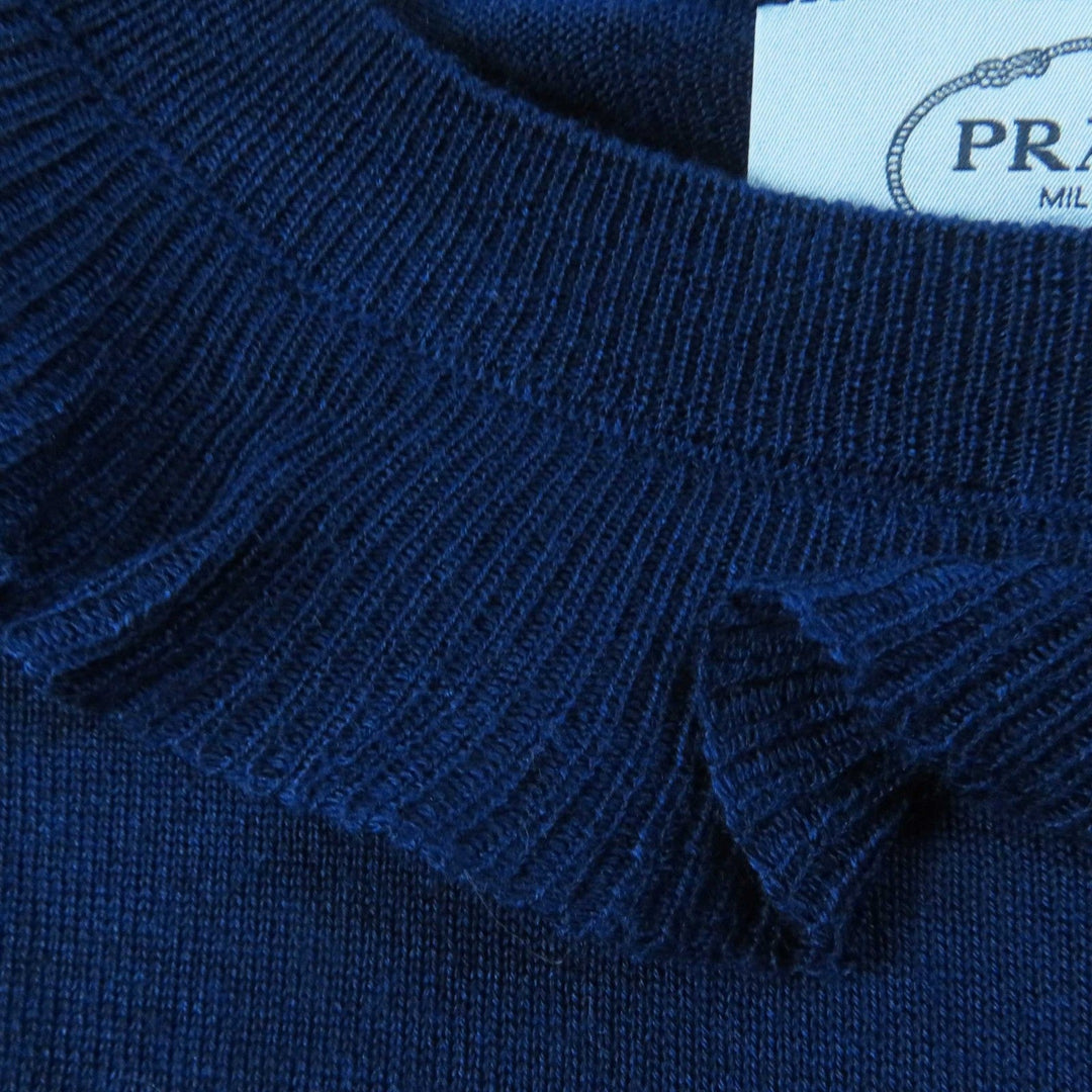 PRADA Short sleeve knit P24I0F Outer: 75% wool, Outer: 25% silk blue Women 40 Used Authentic