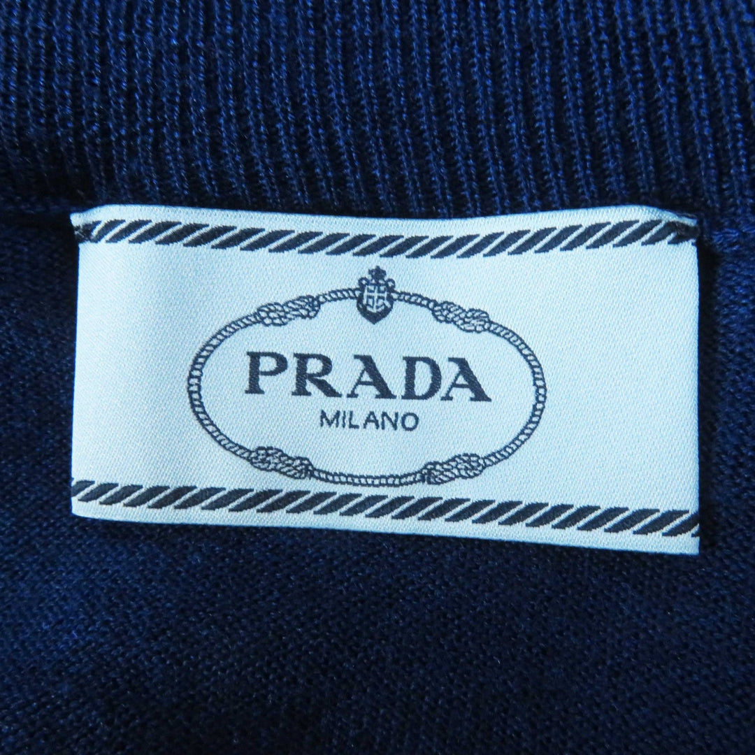 PRADA Short sleeve knit P24I0F Outer: 75% wool, Outer: 25% silk blue Women 40 Used Authentic