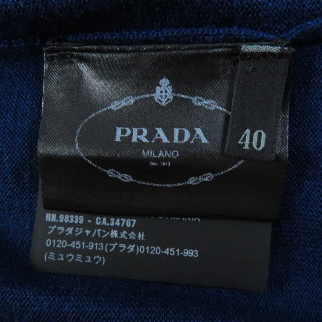 PRADA Short sleeve knit P24I0F Outer: 75% wool, Outer: 25% silk blue Women 40 Used Authentic
