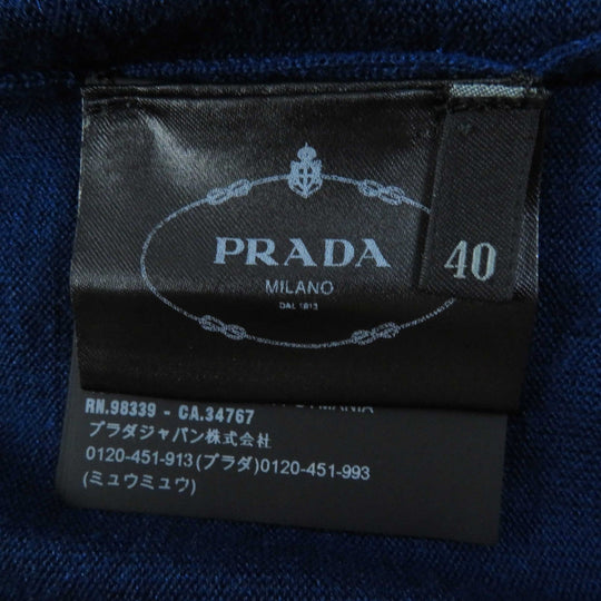 PRADA Short sleeve knit P24I0F Outer: 75% wool, Outer: 25% silk blue Women 40 Used Authentic