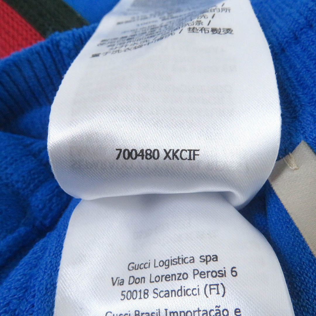 GUCCI Shorts 700480 Main: 83% rayon, Main: 17% polyester, Parts: 97% cotton, 2% nylon, 1% polyurethane, Trim: 83% rayon, 15% polyester, 1% elastane blue mens L Used Authentic