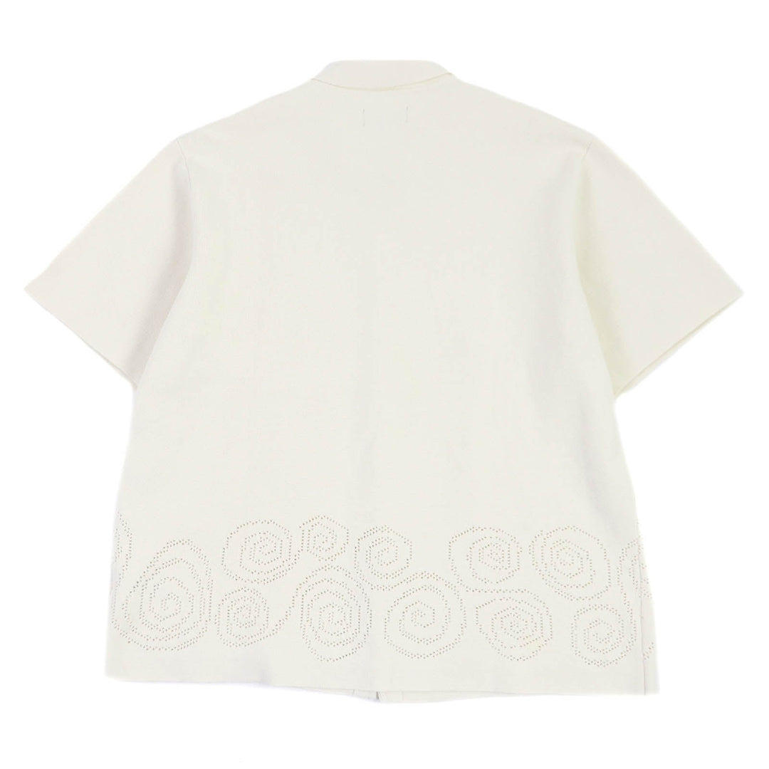STUSSY Short sleeve shirt Main: 100% cotton Ivory Perforated Swirl Knit Shirt mens M Used Authentic
