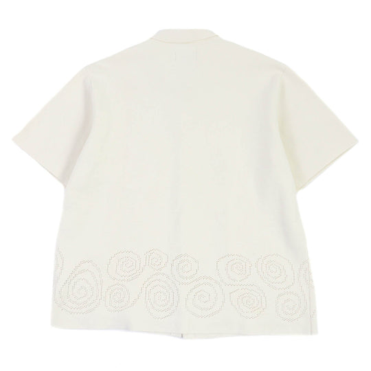 STUSSY Short sleeve shirt Main: 100% cotton Ivory Perforated Swirl Knit Shirt mens M Used Authentic