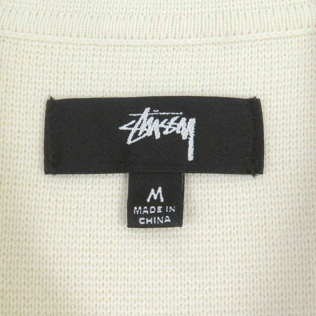 STUSSY Short sleeve shirt Main: 100% cotton Ivory Perforated Swirl Knit Shirt mens M Used Authentic