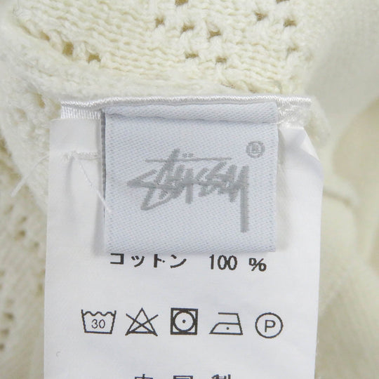STUSSY Short sleeve shirt Main: 100% cotton Ivory Perforated Swirl Knit Shirt mens M Used Authentic