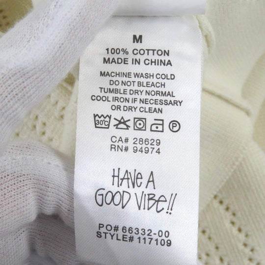 STUSSY Short sleeve shirt Main: 100% cotton Ivory Perforated Swirl Knit Shirt mens M Used Authentic