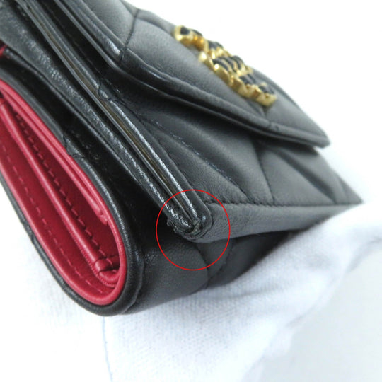 CHANEL Tri-fold wallet AP1789 Main: Lambskin black 19 Small flap wallet Women Used Authentic