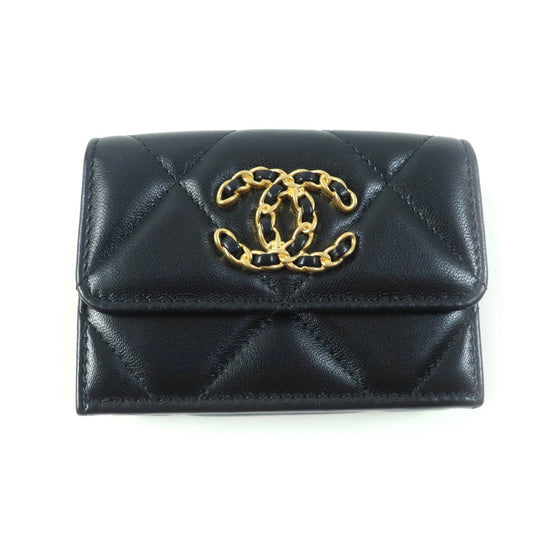 CHANEL Tri-fold wallet AP1789 Main: Lambskin black 19 Small flap wallet Women Used Authentic