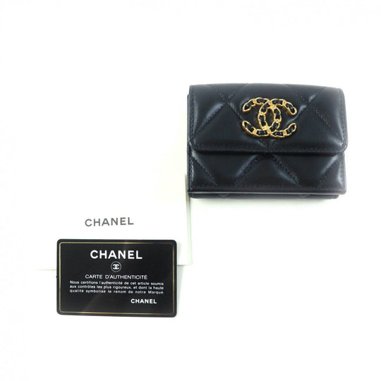CHANEL Tri-fold wallet AP1789 Main: Lambskin black 19 Small flap wallet Women Used Authentic