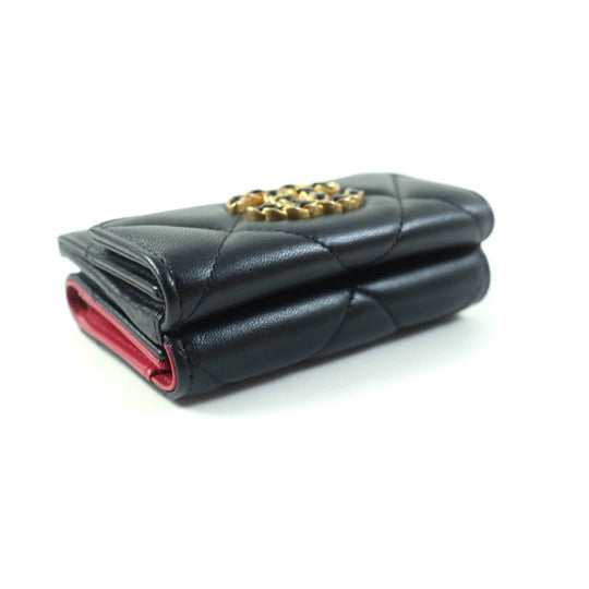 CHANEL Tri-fold wallet AP1789 Main: Lambskin black 19 Small flap wallet Women Used Authentic