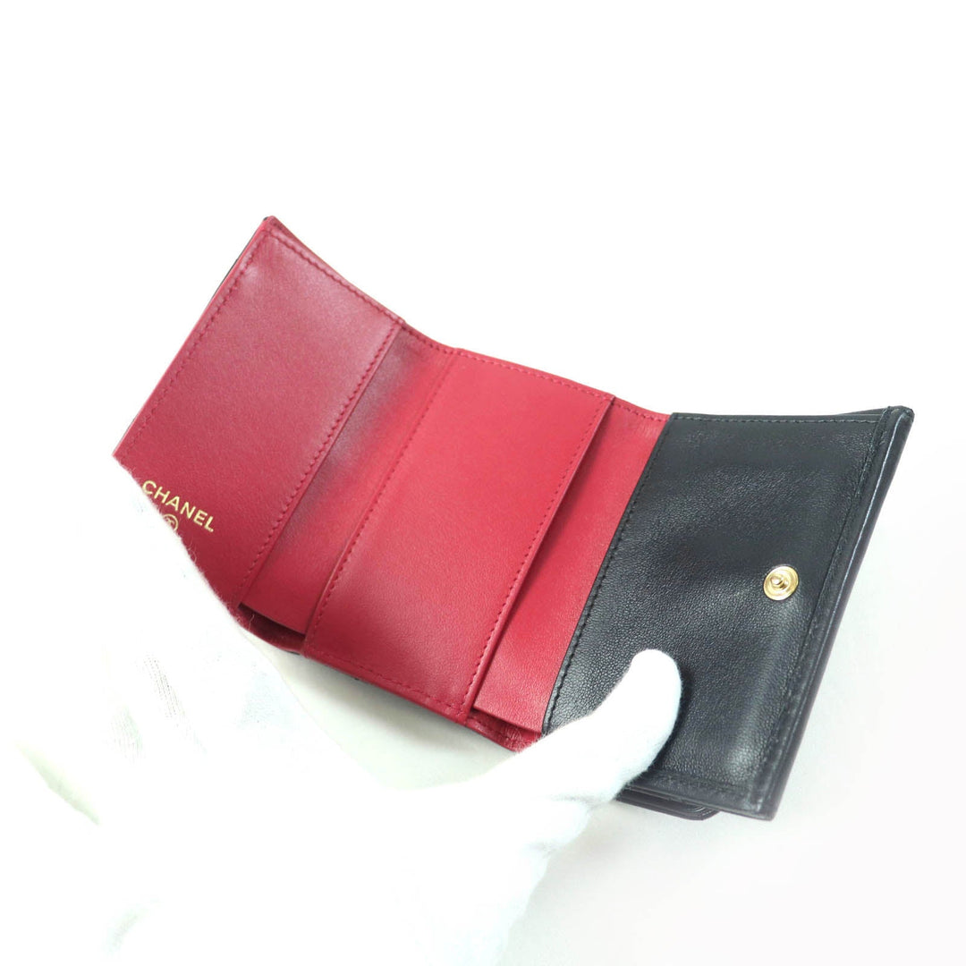 CHANEL Tri-fold wallet AP1789 Main: Lambskin black 19 Small flap wallet Women Used Authentic