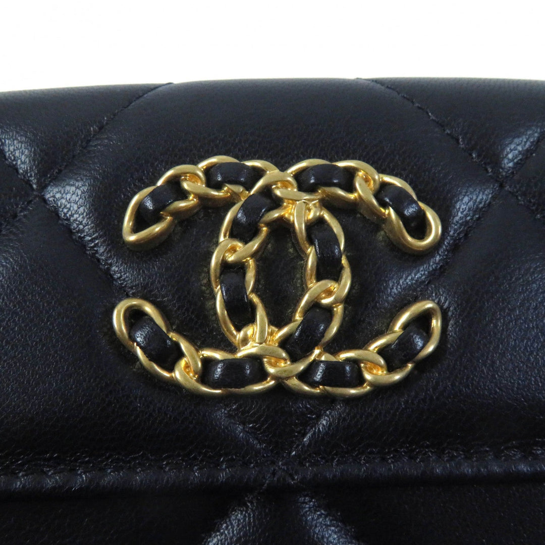 CHANEL Tri-fold wallet AP1789 Main: Lambskin black 19 Small flap wallet Women Used Authentic