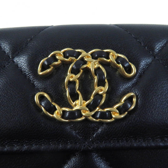 CHANEL Tri-fold wallet AP1789 Main: Lambskin black 19 Small flap wallet Women Used Authentic